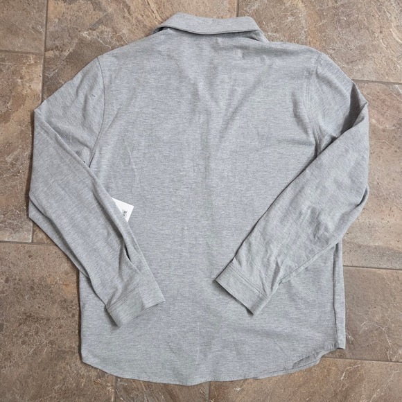 Free Assembly‎ Men's Knit Shirt Gray Long Sleeve Button Down Collared Casual - Picture 5 of 5